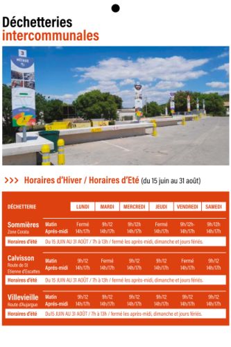 Horaires des déchetteries